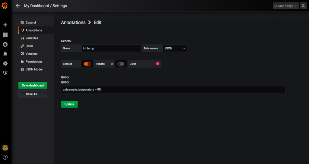 set up grafana annotations